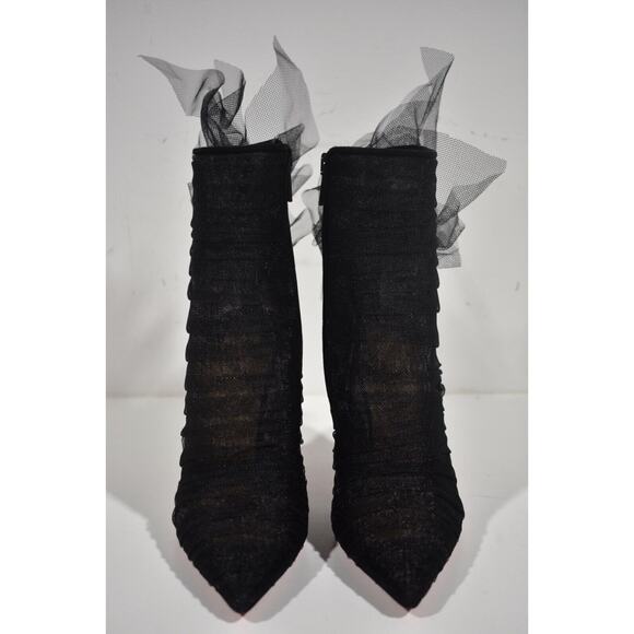 Christian Louboutin Libellibooty 100 Black Mesh Tulle Ankle Boot Heel Pump 42 - Picture 6 of 12